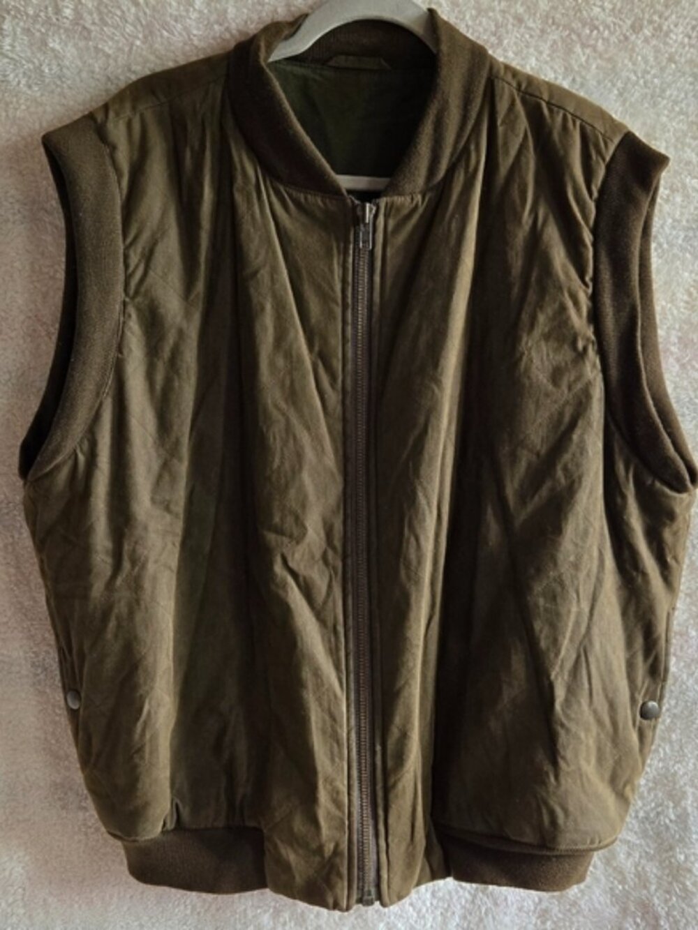 Vintage Luciano Barbera Dark Olive Green Waxed Vest Size 54